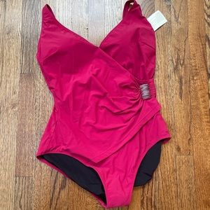 Gideon Oberson Raspberry Onepiece Swim Bathingsuit